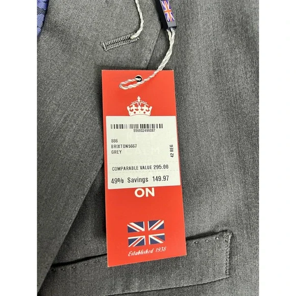 Savile Row Company‎ Blazer Mens 42R Brixton 5667 Two Button Suit Jacket Smart